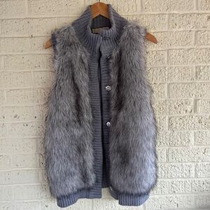 Michael Kors Gray Faux Fur Sweater Vest (XS/S)